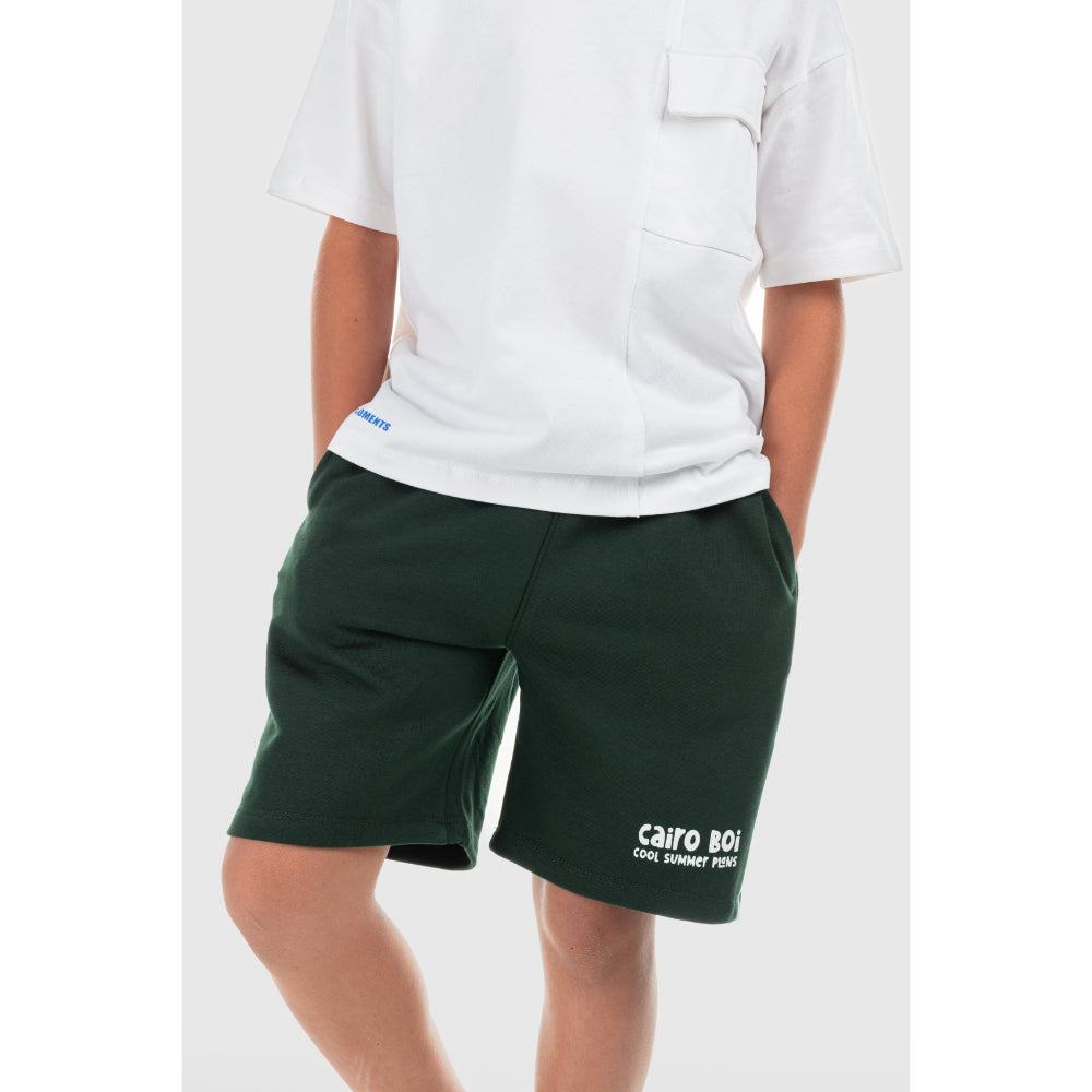 Boys Cotton Short – Olive with "Cairo Boi" Print - Clothing - Playmore