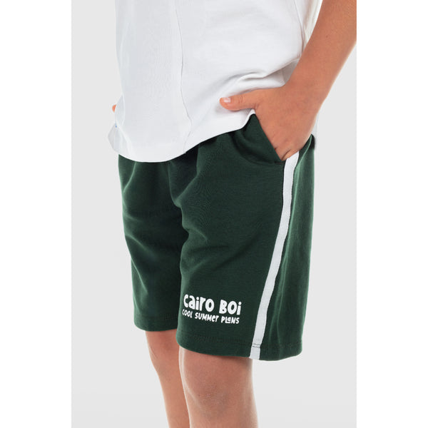 Boys Cotton Short – Olive with "Cairo Boi" Print