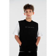 Unisex Kids Cotton Sleeveless T-Shirt – Black "DON’T THINK JUST PLAY"