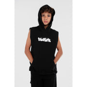 Boys Cotton Hooded Sleeveless T-Shirt – Black