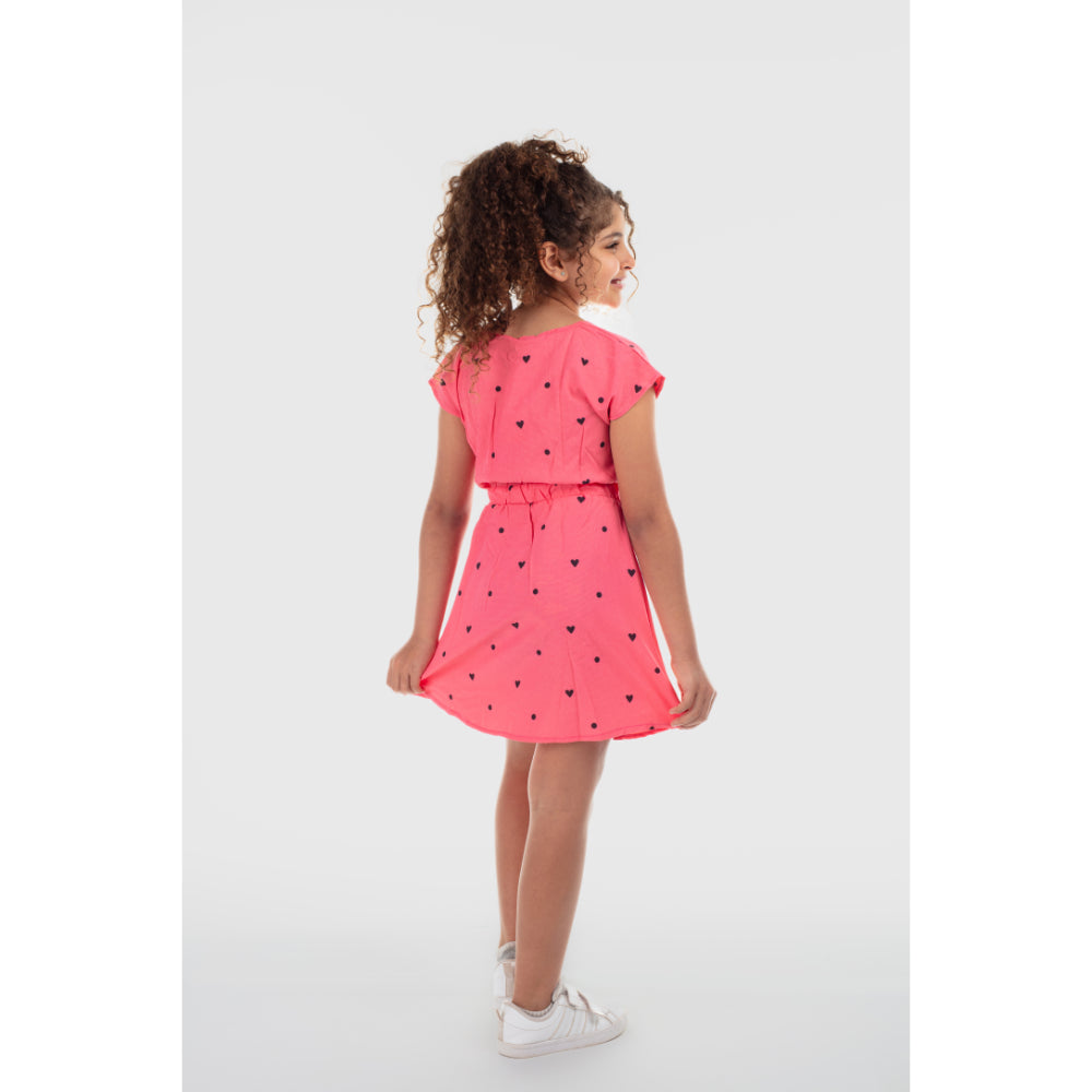 Girls Cotton Sleeveless Dress – Watermelon with Hearts Print