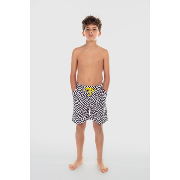 Boys Swimsuit Short – Black & White Squares