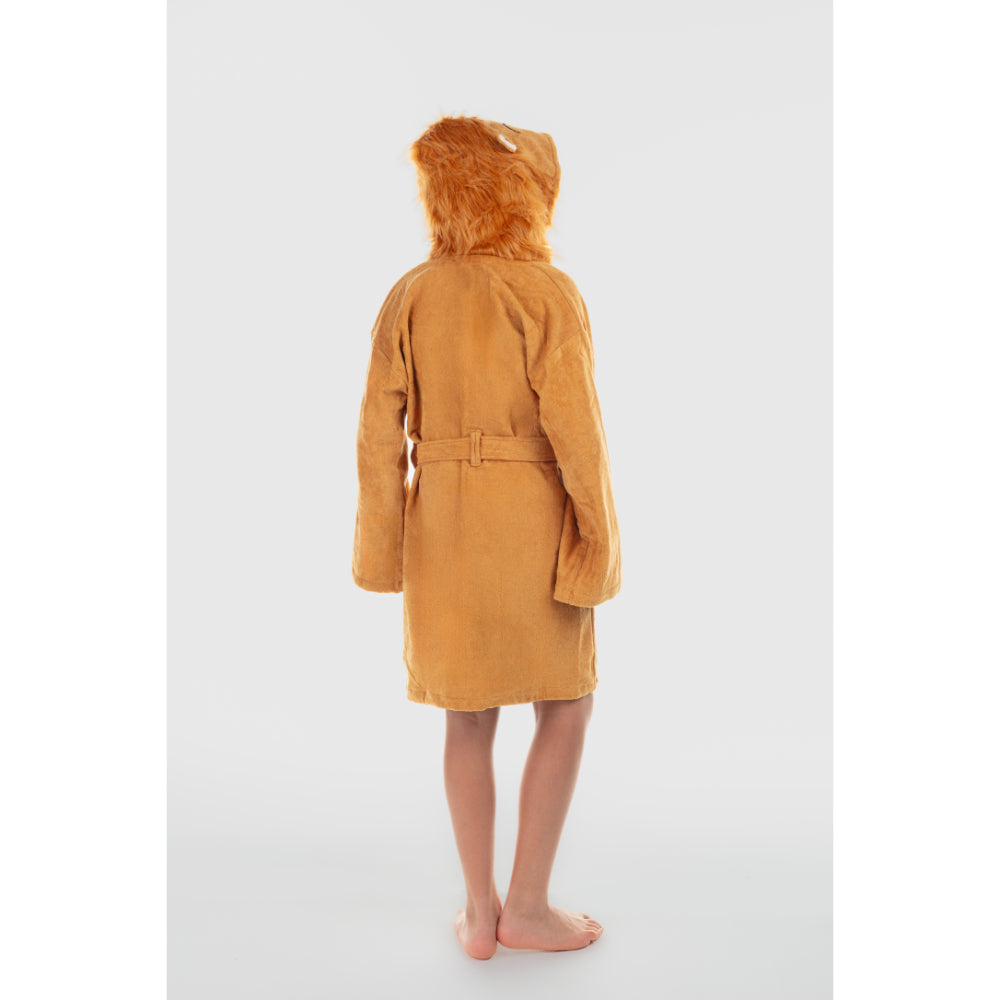 Unisex Plush Swim Robe – Brown with Lion Design