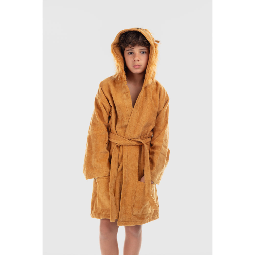 Unisex Plush Swim Robe – Brown with Lion Design - Clothing - Playmore