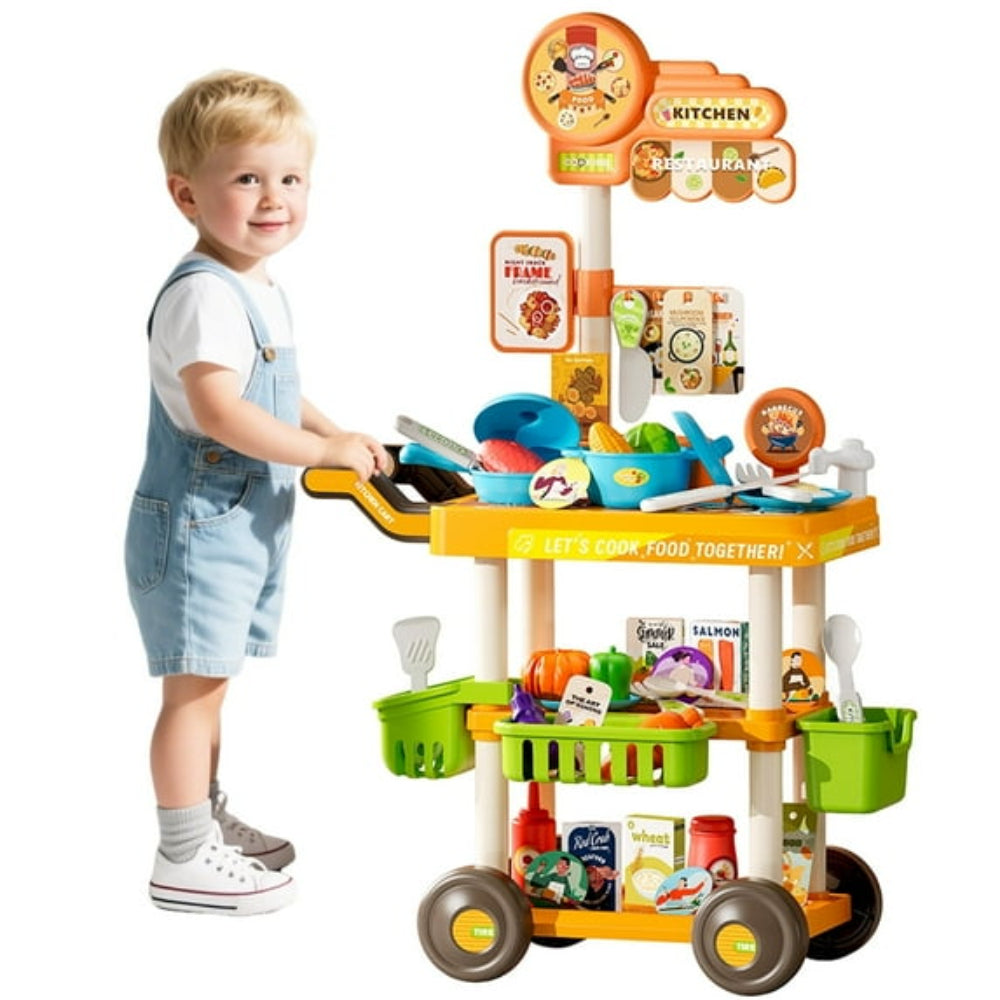 Play House Tableware Cart Toy - 69 Pcs