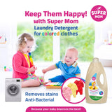 Super Mom Baby Automatic Laundry Detergent For Colored Clothes Antibacterial With No Scent - 3 Liters