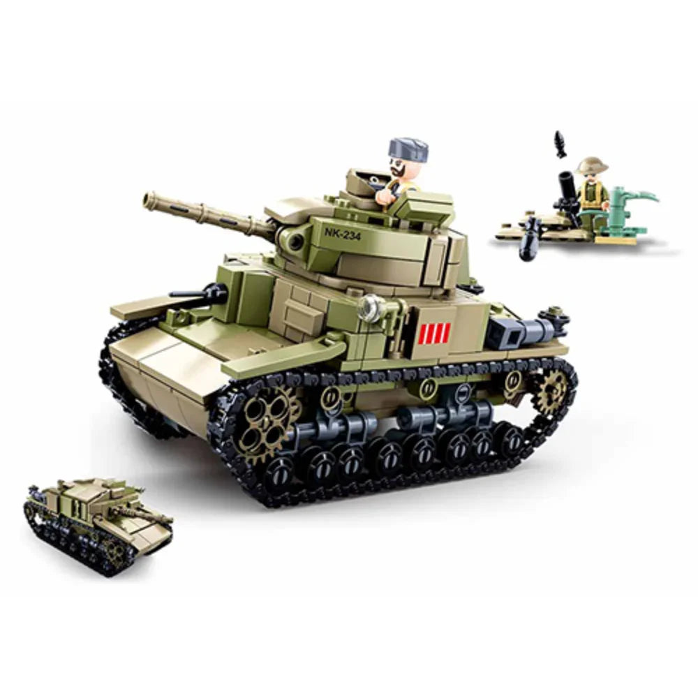 Sluban WWII Medium Italian Tank 2-in-1 Building Blocks Set - 463 Pcs