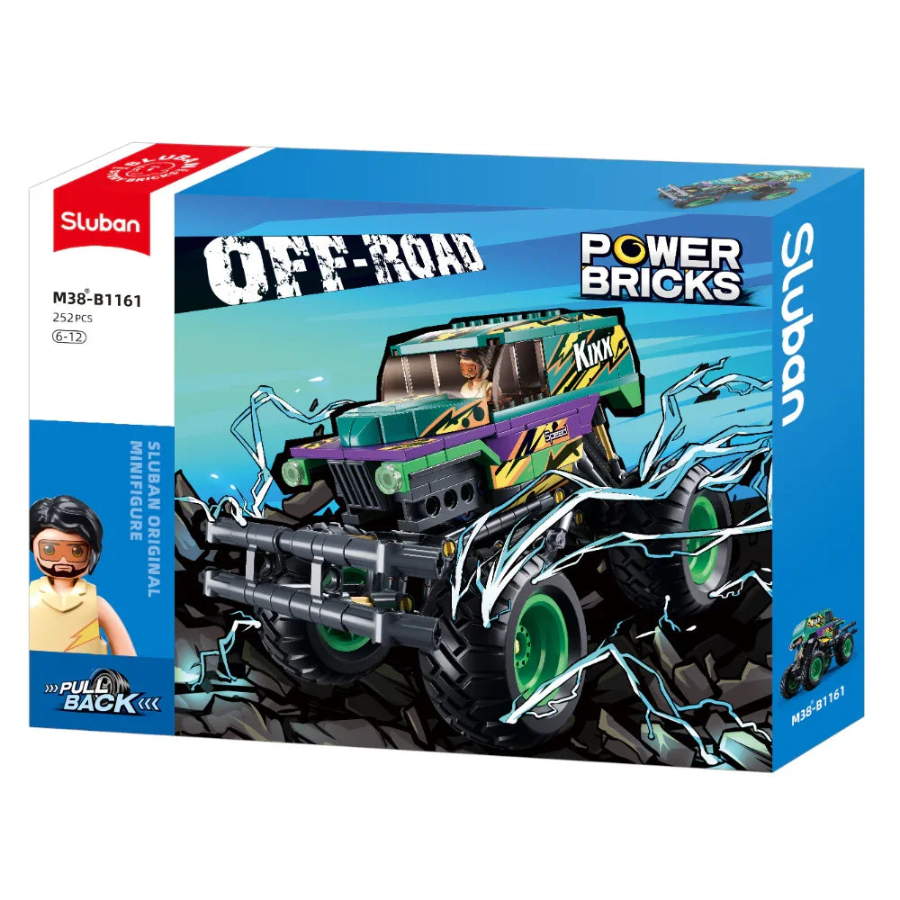 Sluban Bigfoot Green Purple Speed Kixx Monster Truck Building Blocks Set - 252 Pcs