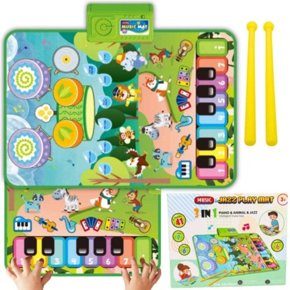Ozen Star 3-in-1 Piano, Animal, and Jazz Drum Musical Play Mat