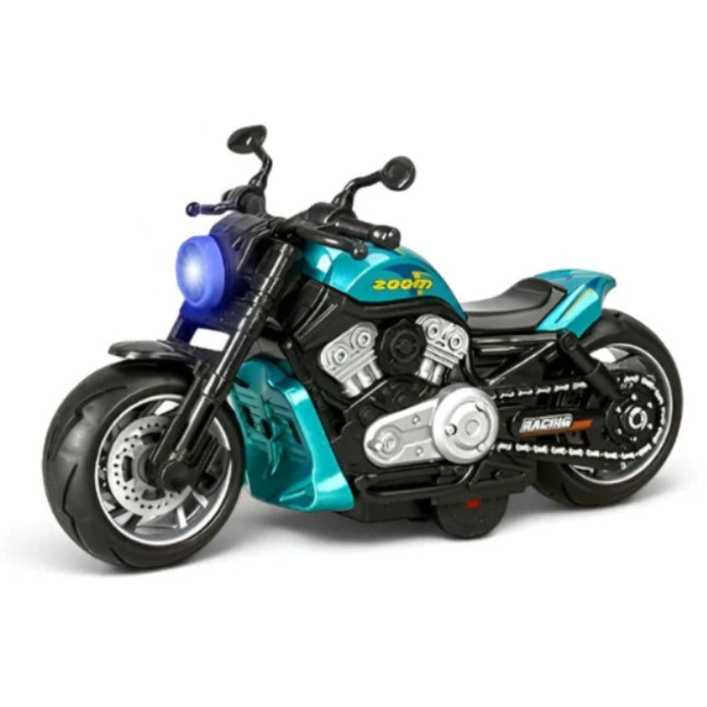 Diecast Model Toy Motorcycle Set – Turquoise (Light & Sound)