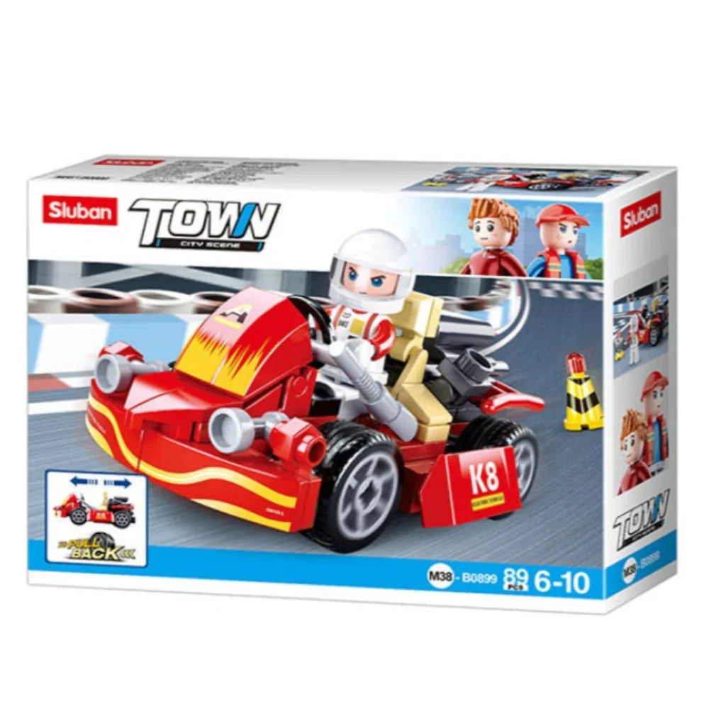 Sluban Town City Scene Pull Back Kart Building Blocks Set - 89 Pcs
