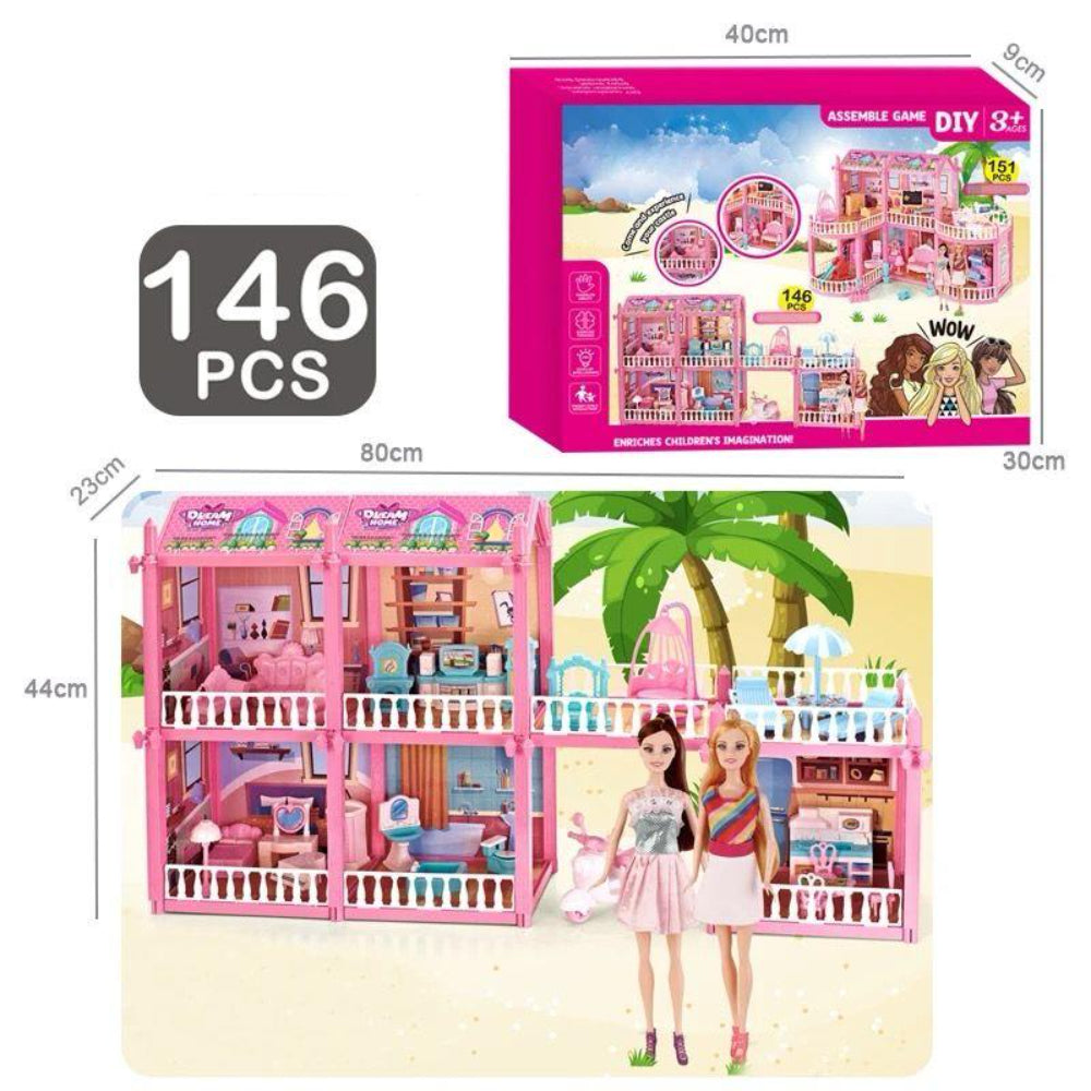 Barbie Villa Series DIY Dollhouse Set – 146Pcs