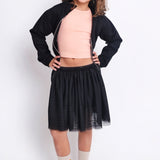 Black Dotted Ruffled Skirt