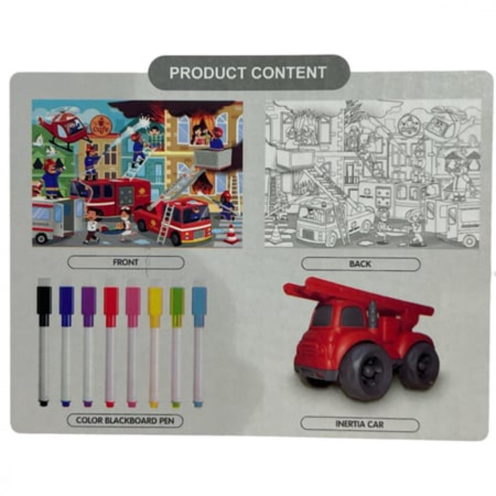Fire Truck Game & Coloring Set - Toys - OKO