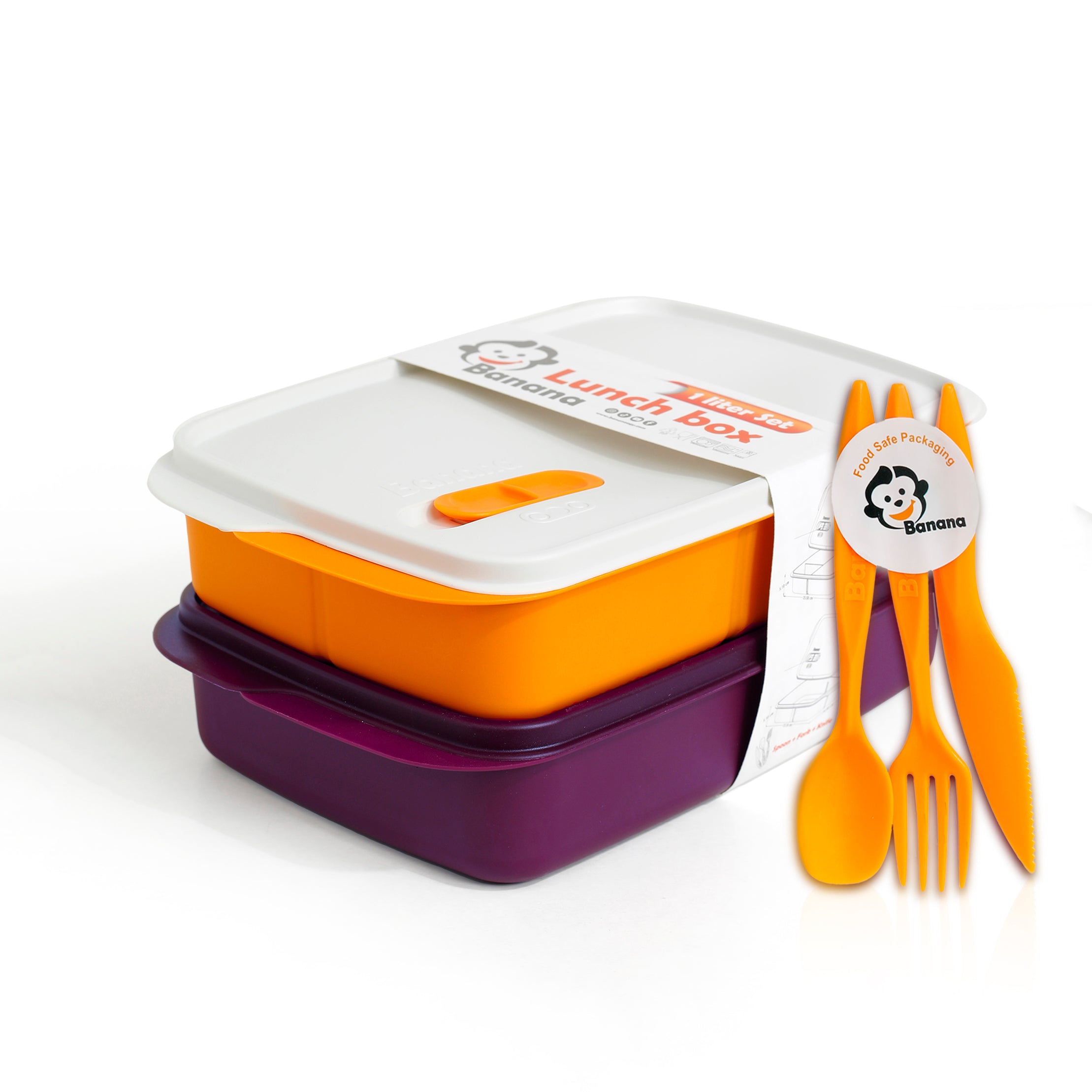 Plastic Lunch Box Set – Purple (2-Piece of 1L)