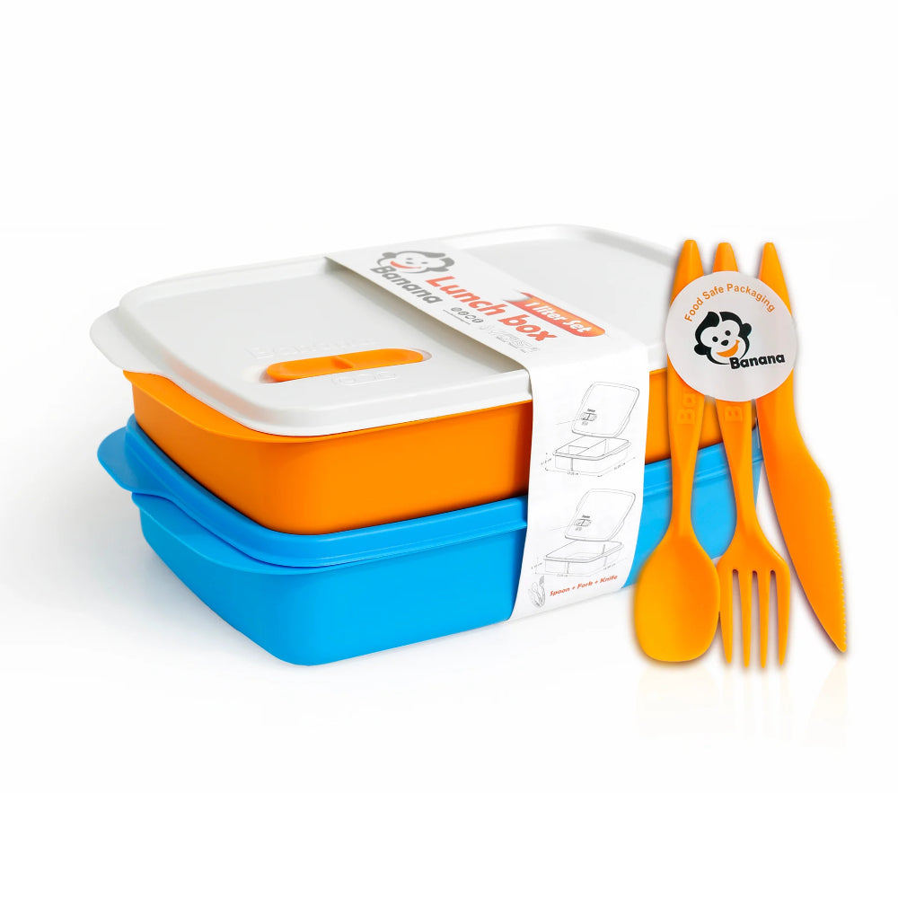 Banana Lunch Box Set 2-Piece 1L – Blue & Orange