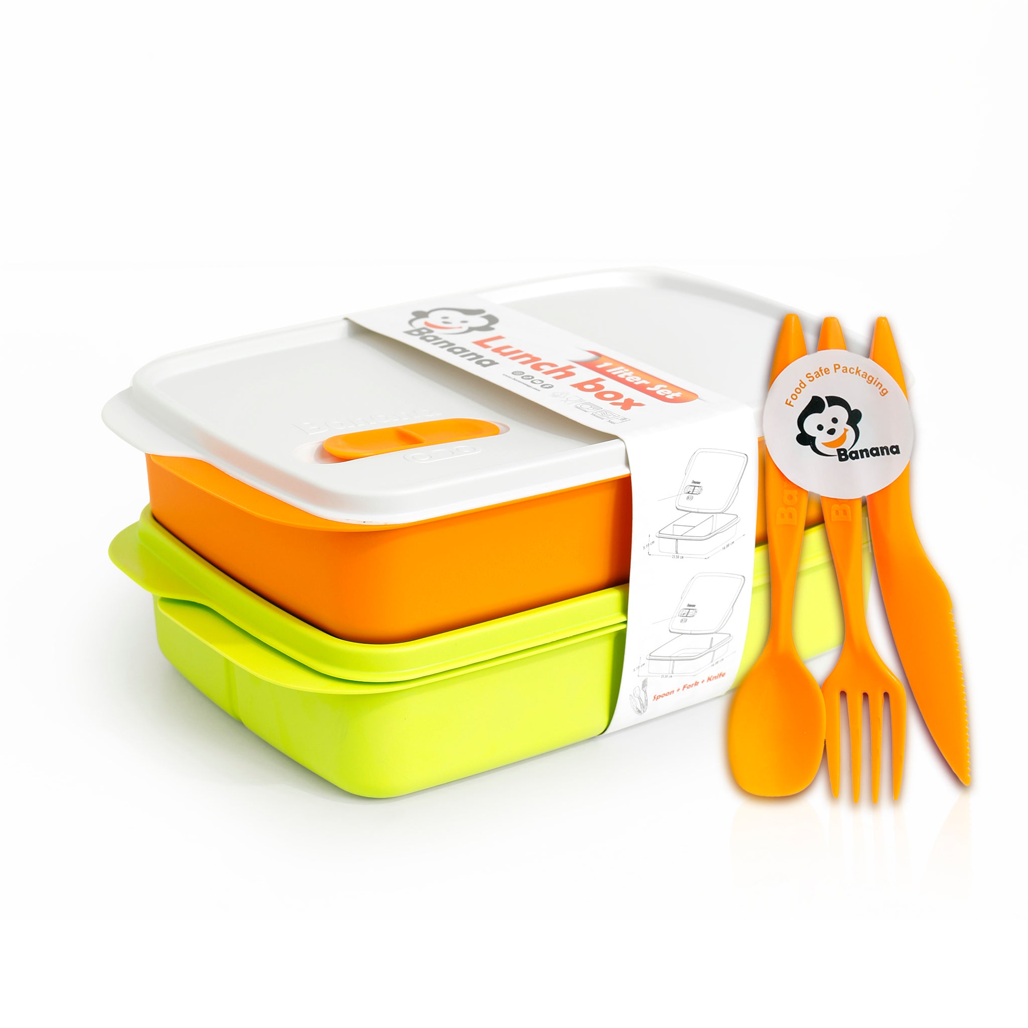 Plastic Lunch Box Set – Green (2-Piece of 1L)