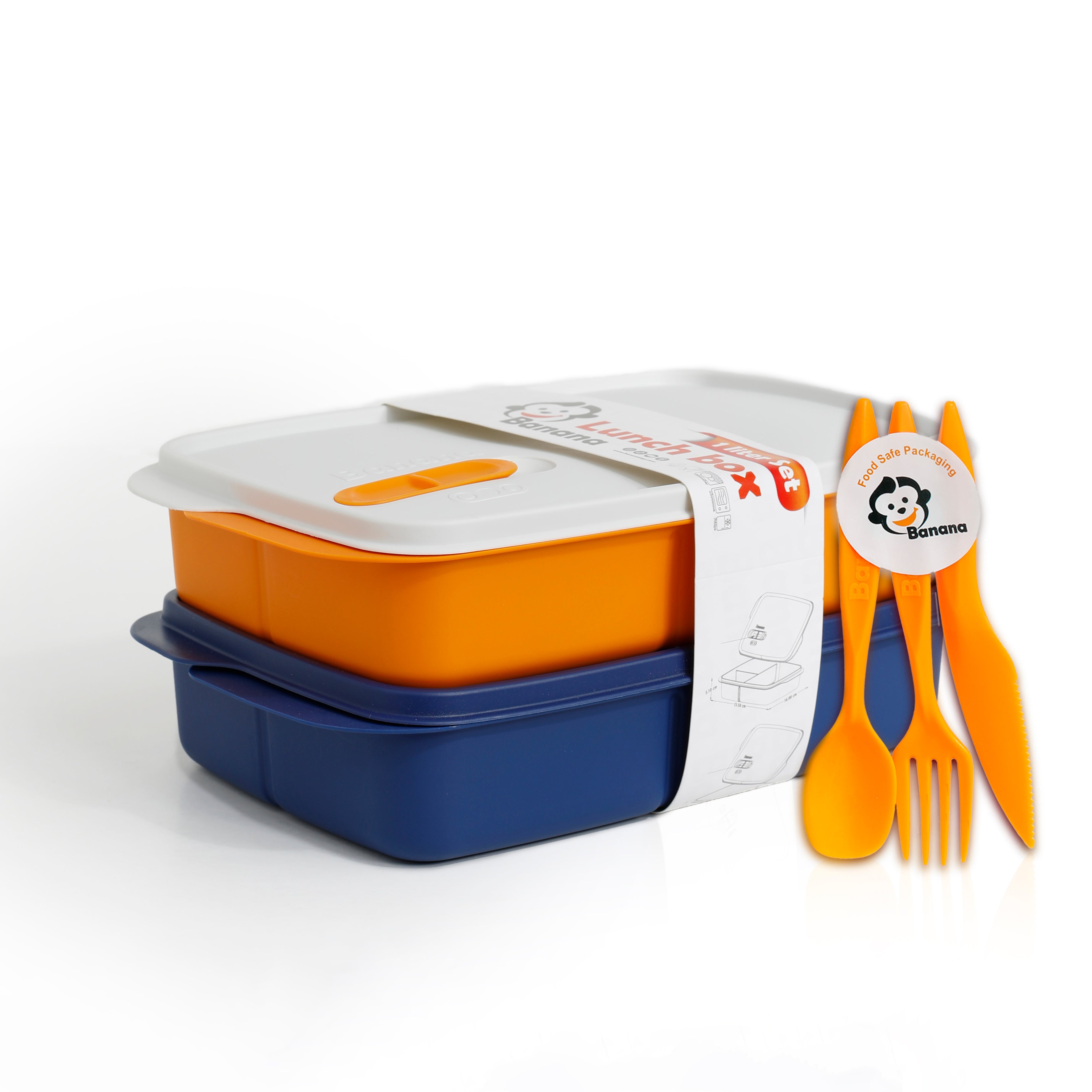 Plastic Lunch Box Set – Navy (2-Piece of 1L)