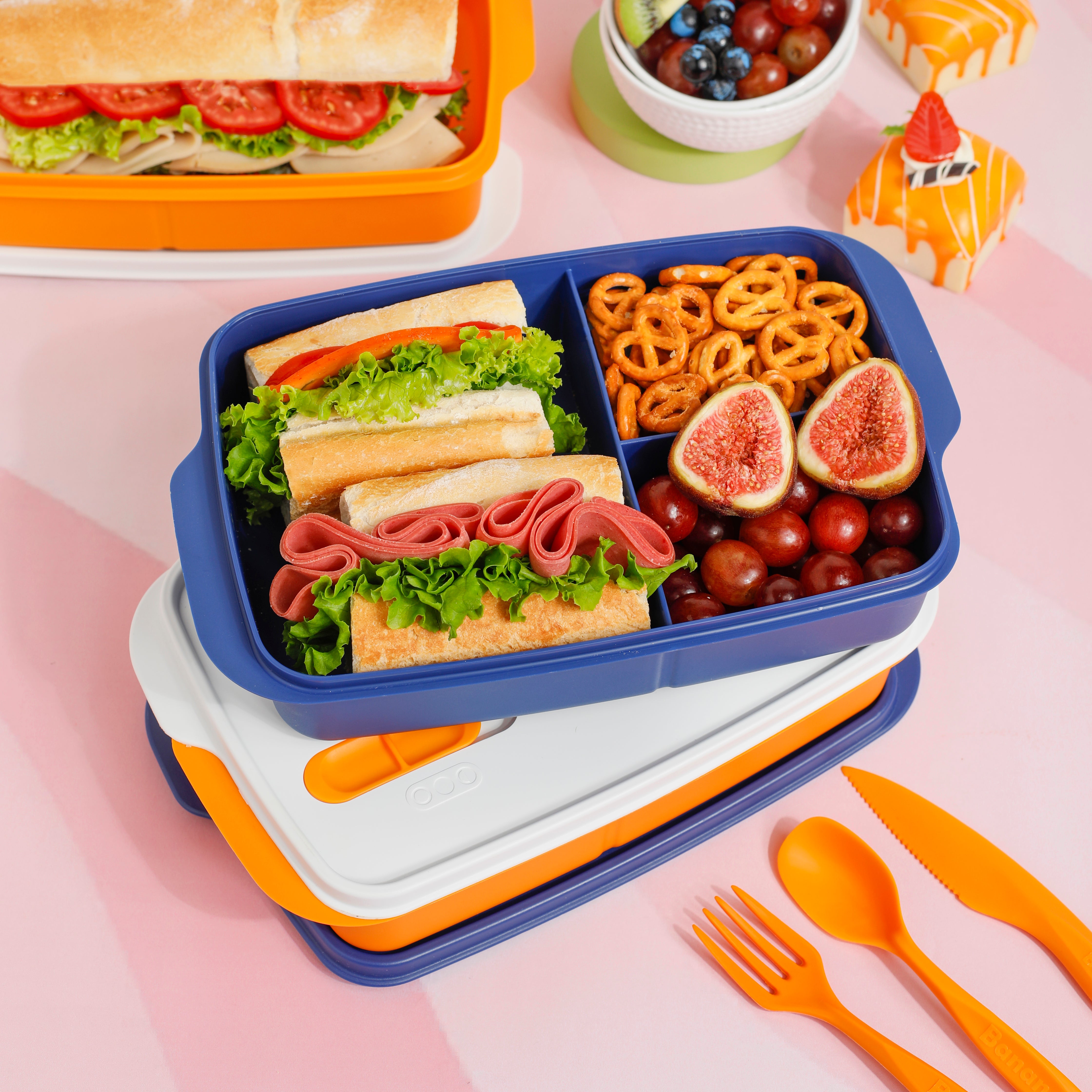 Plastic Lunch Box Set – Purple (2-Piece of 1L)