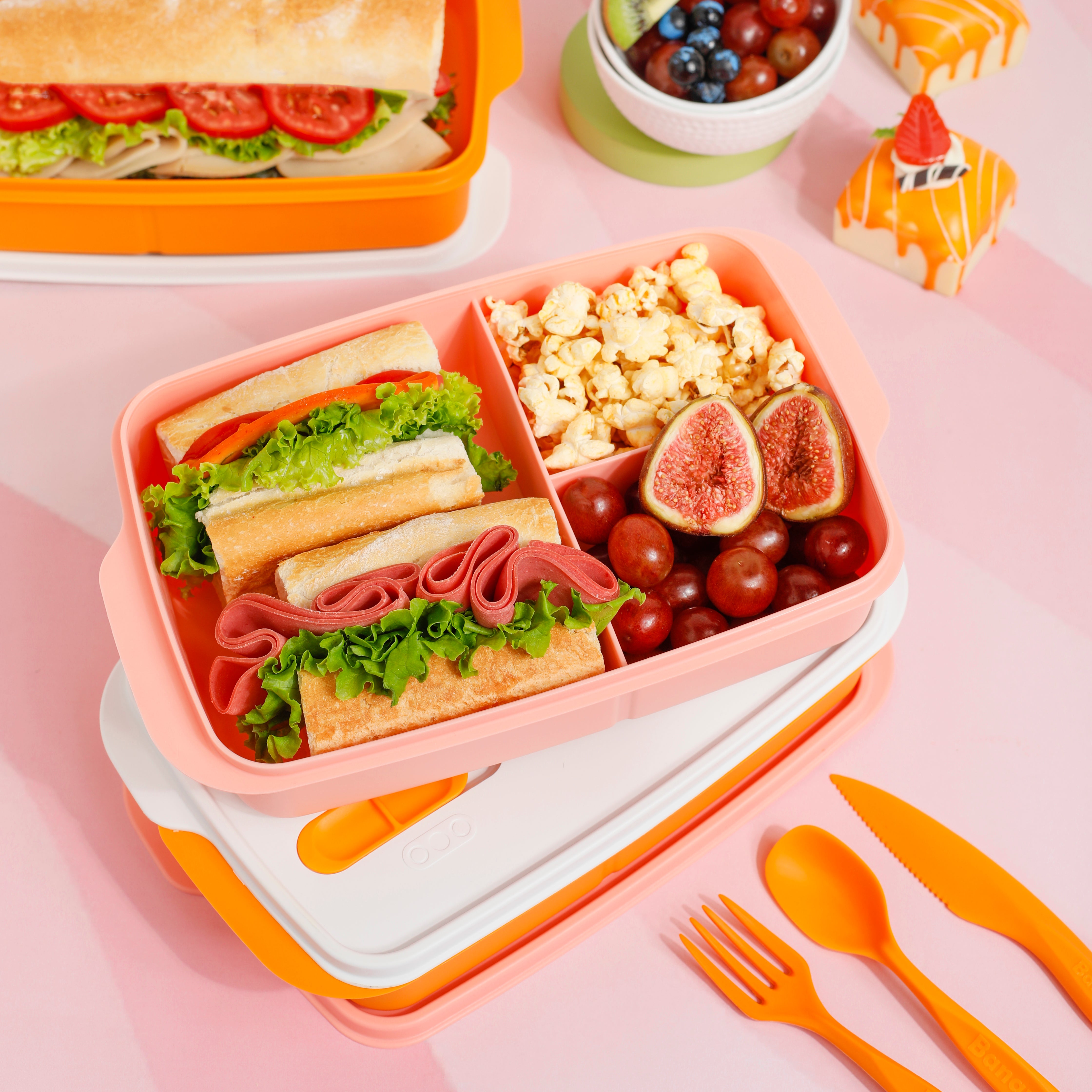 Plastic Lunch Box Set – Salmon (2-Piece of 1L)