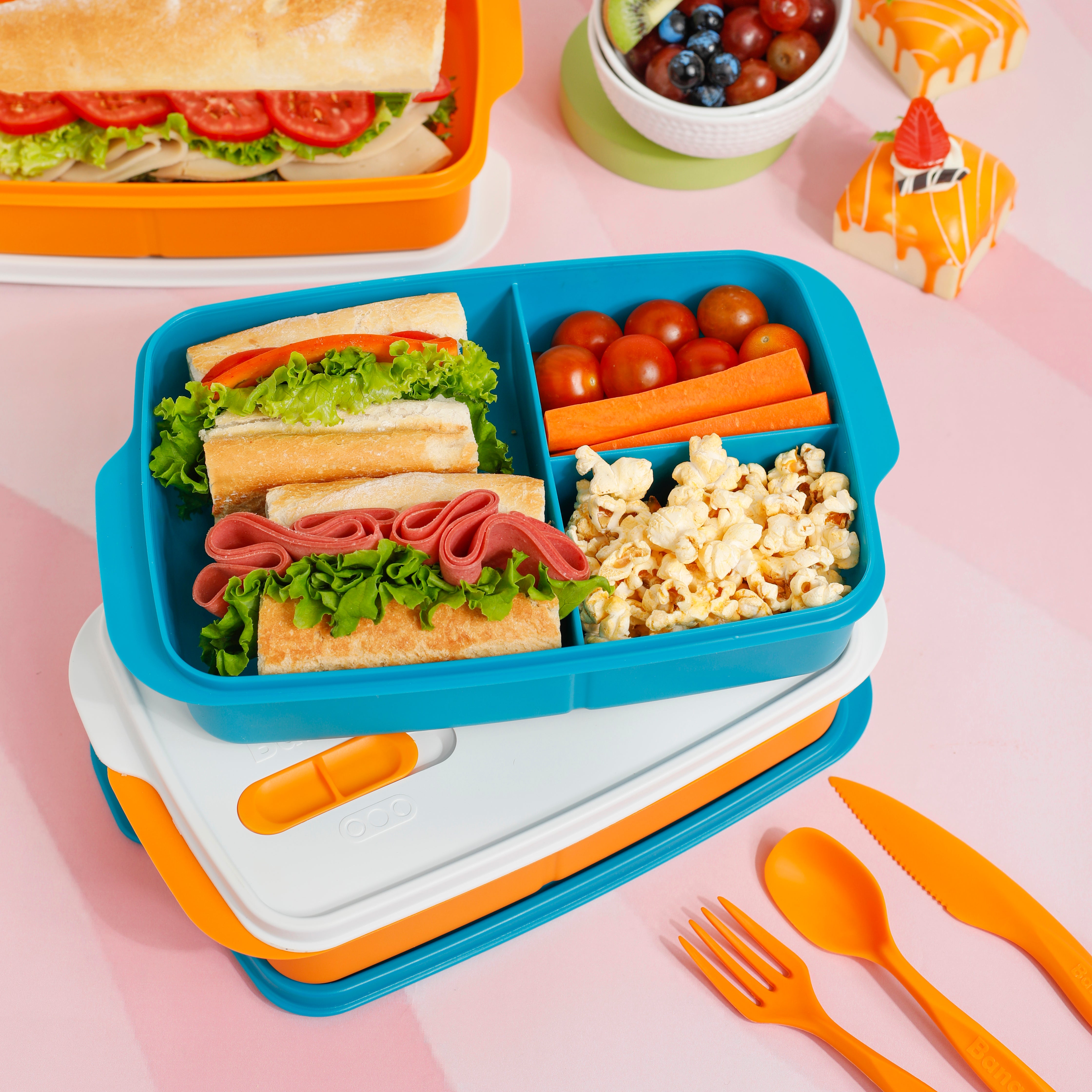 Plastic Lunch Box Set – Turquoise (2-Piece of 1L)