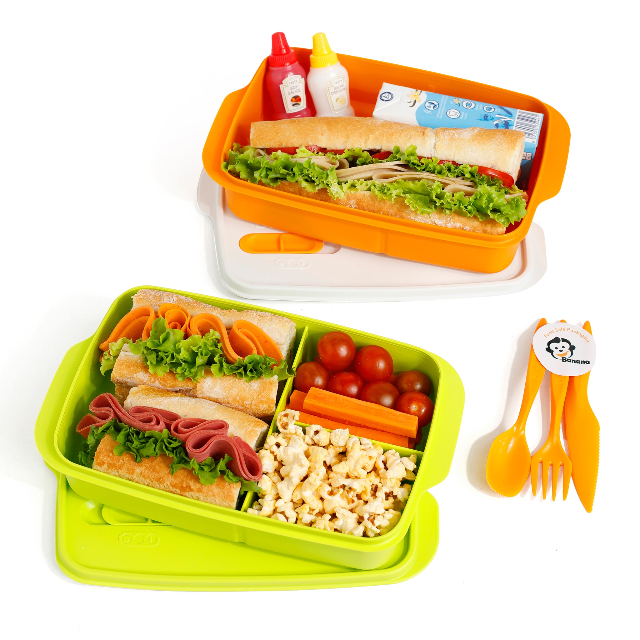 Plastic Lunch Box Set – Green (2-Piece of 1L)