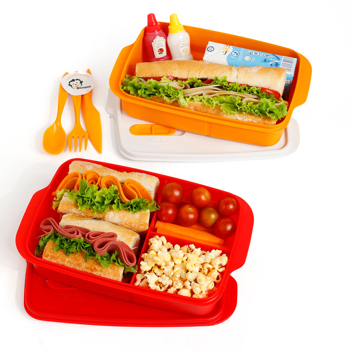 Plastic Lunch Box Set – Red (2-Piece of 1L)