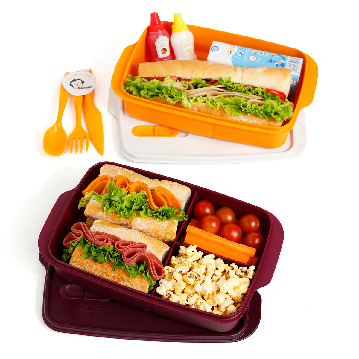 Plastic Lunch Box Set – Purple (2-Piece of 1L)