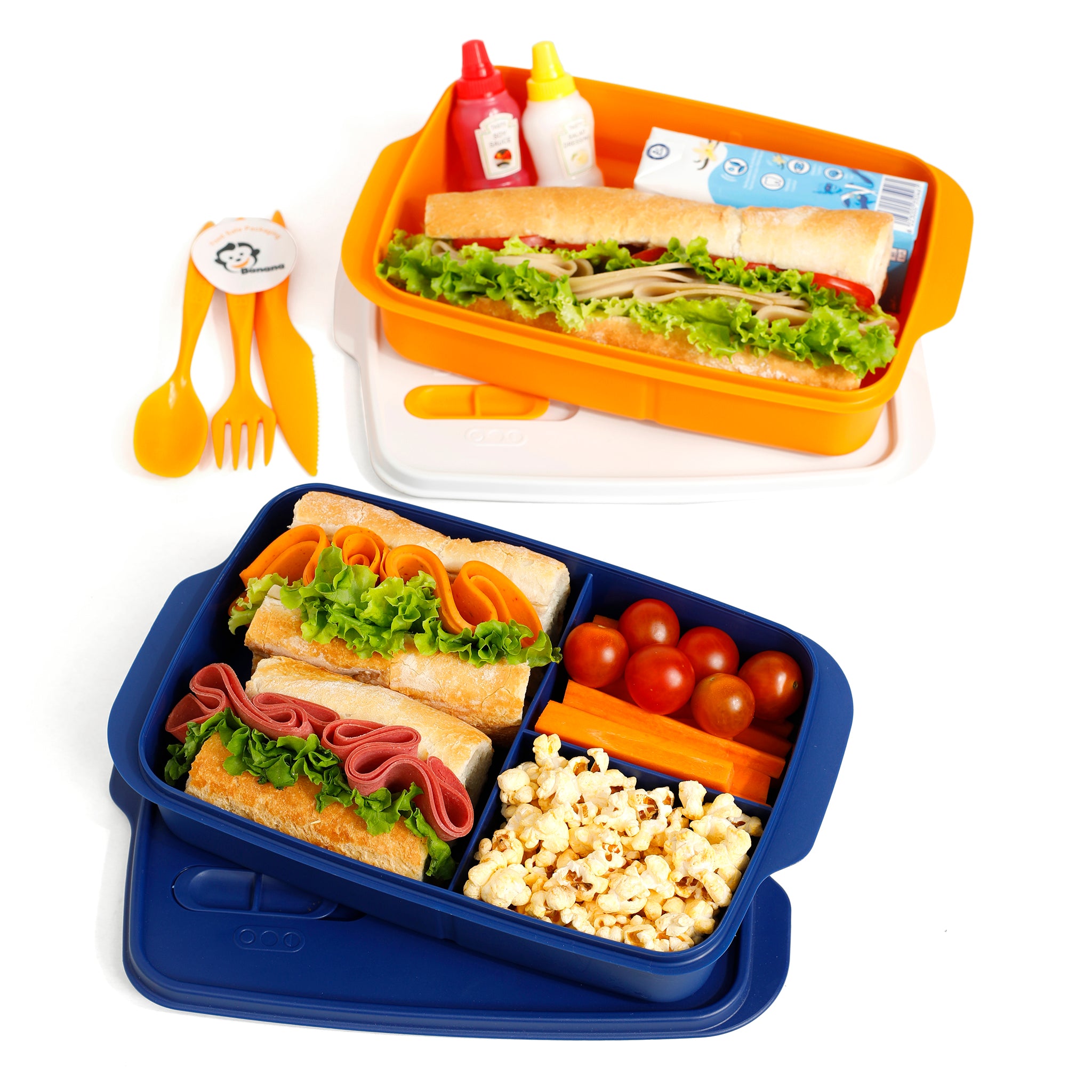 Plastic Lunch Box Set – Navy (2-Piece of 1L)