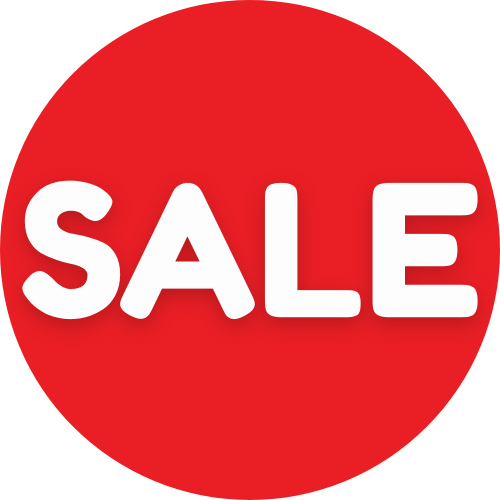 Red circle with 'SALE' text in white on a white background