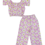 Kids Girls Polyester Outfit Set – 2-Piece Short Sleeve