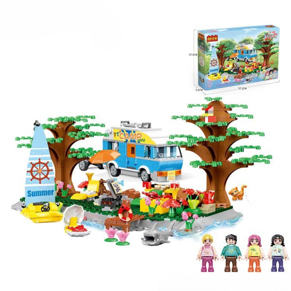 Cogo Merry Days Camping Adventure Water Sports Building Block Set – 890 Pcs - Toys