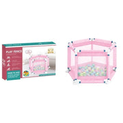 Baby Play Fence and Activity Center Box with 20 Plastic Balls – Pink