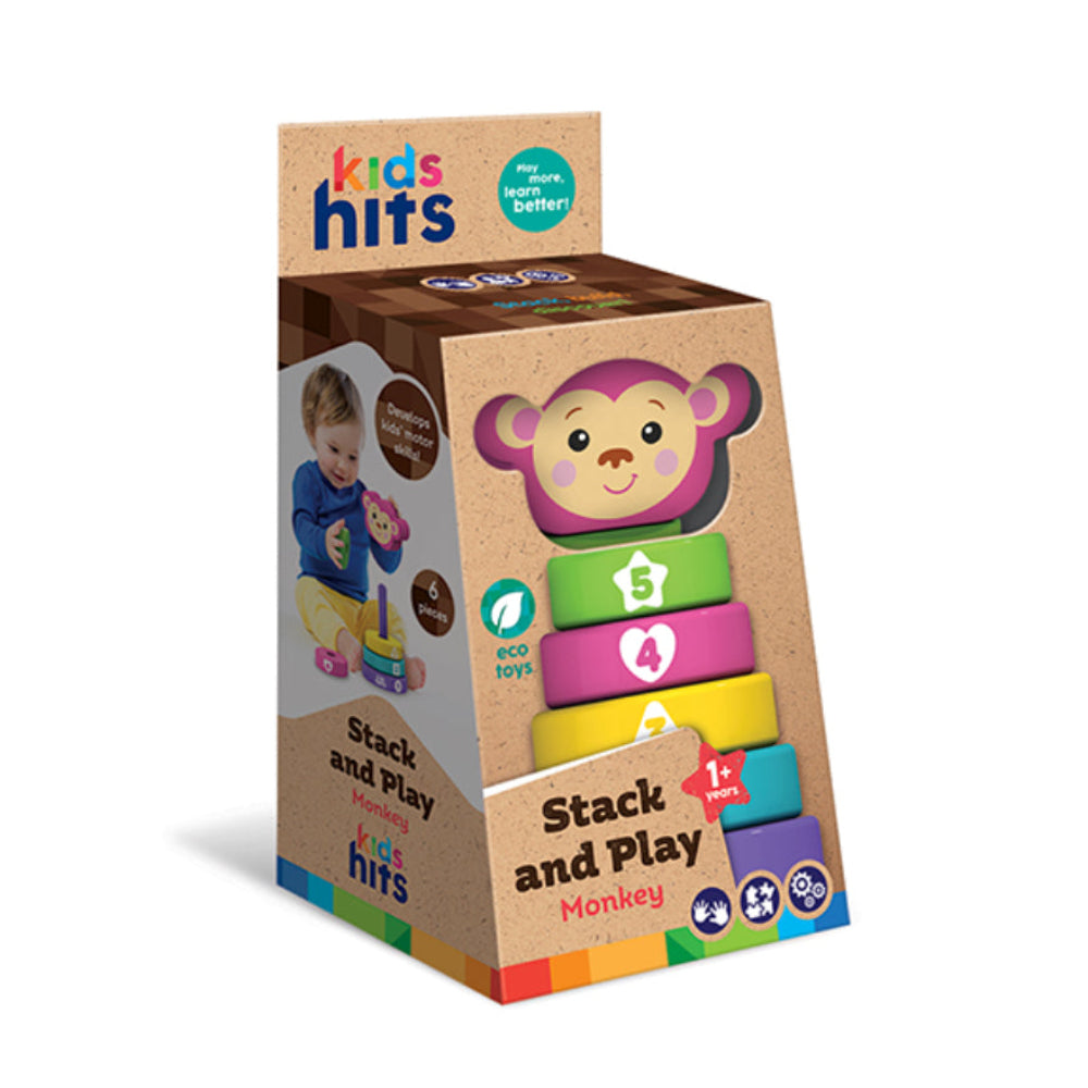 Kids Hits Wooden Stack and Play Monkey