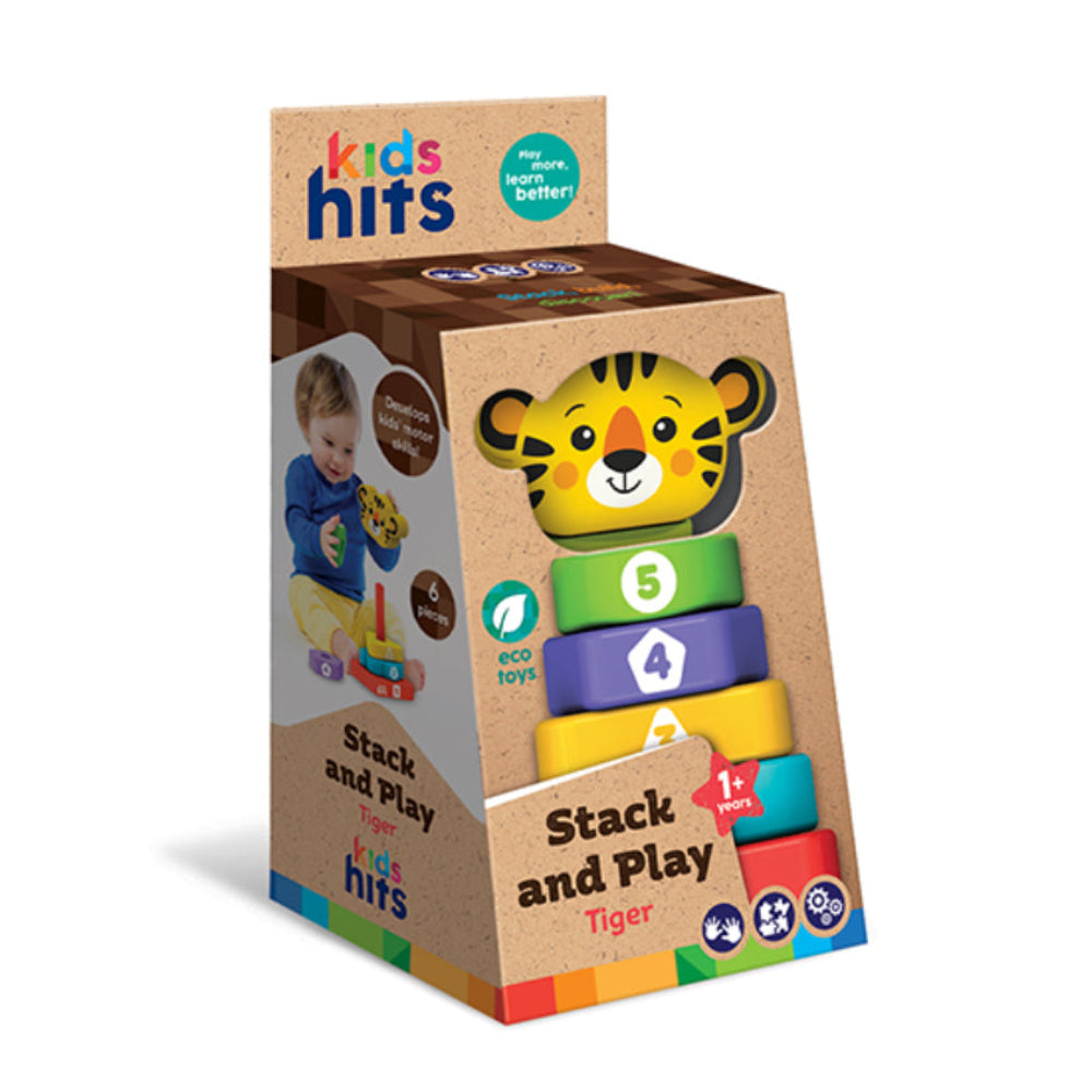 Kids Hits Wooden Stack and Play Tiger