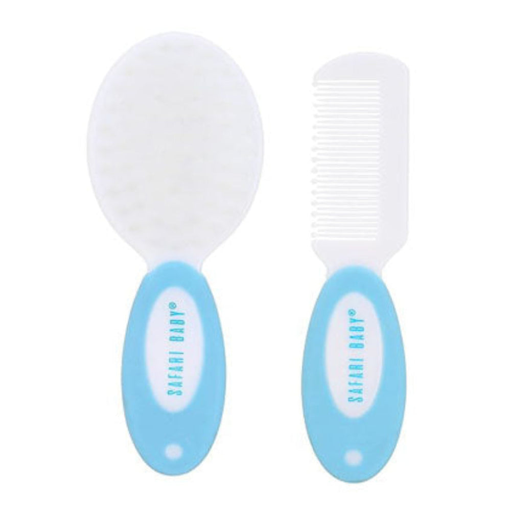 Safari Baby Soft Brush and Comb Set – Baby Blue - Baby Essentials