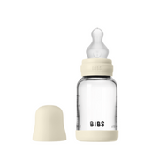 BIBS Glass Baby Bottle Round Silicone - 1 pack 120 ml Slow Flow Ivory