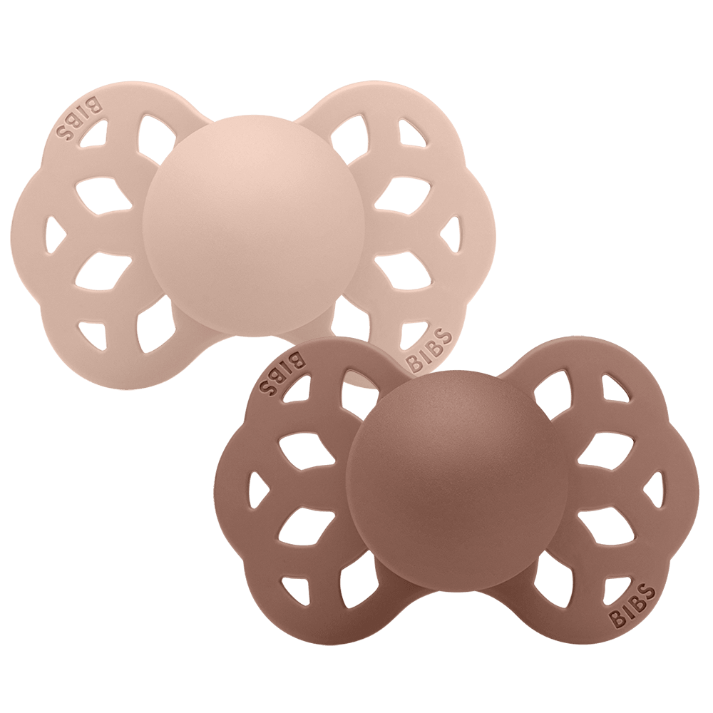 BIBS Infinity Pacifier 2-Pack Anatomical Silicone Size 2 – Blush/Woodchuck