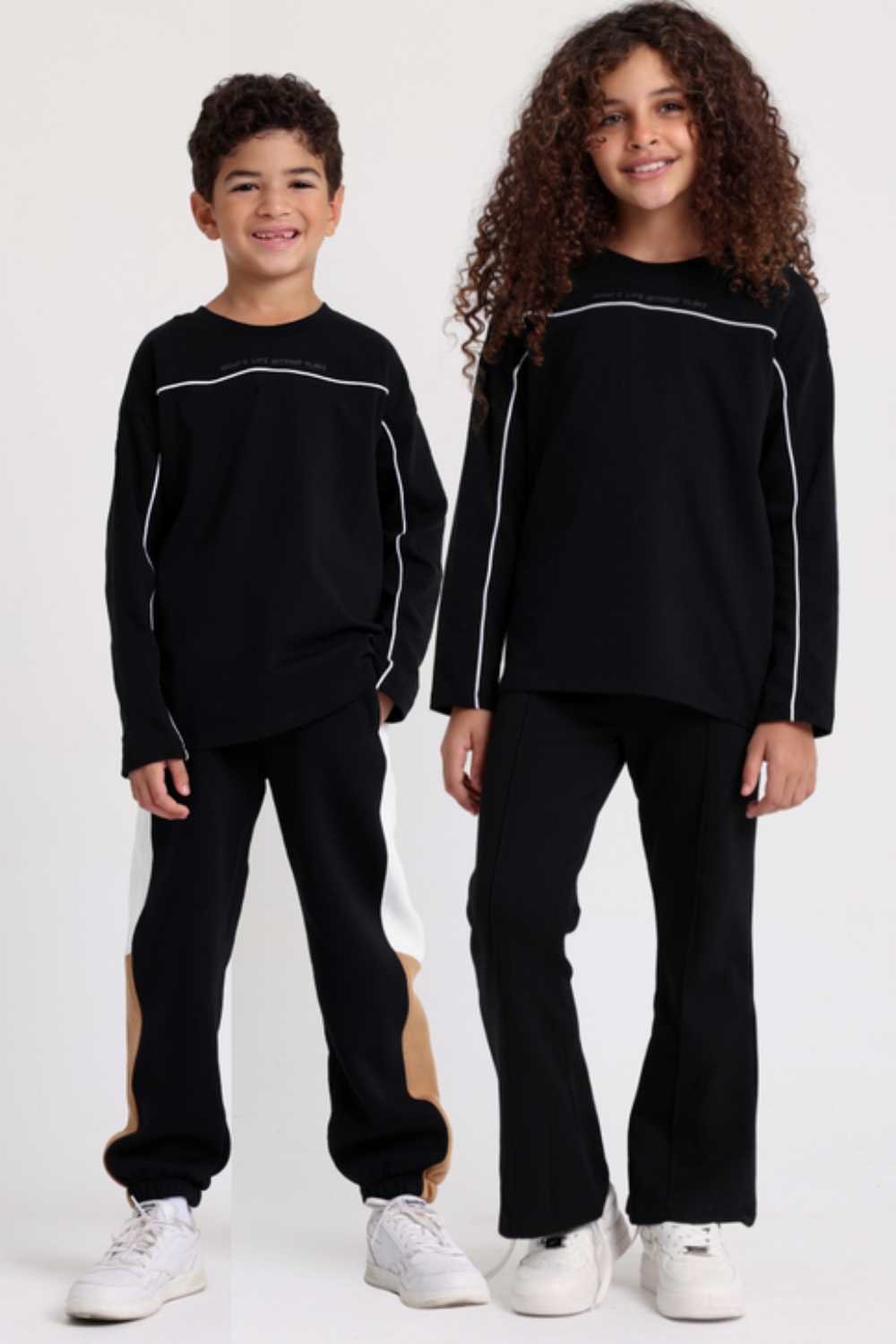 Boys Cotton T-shirt Black with White Line Print