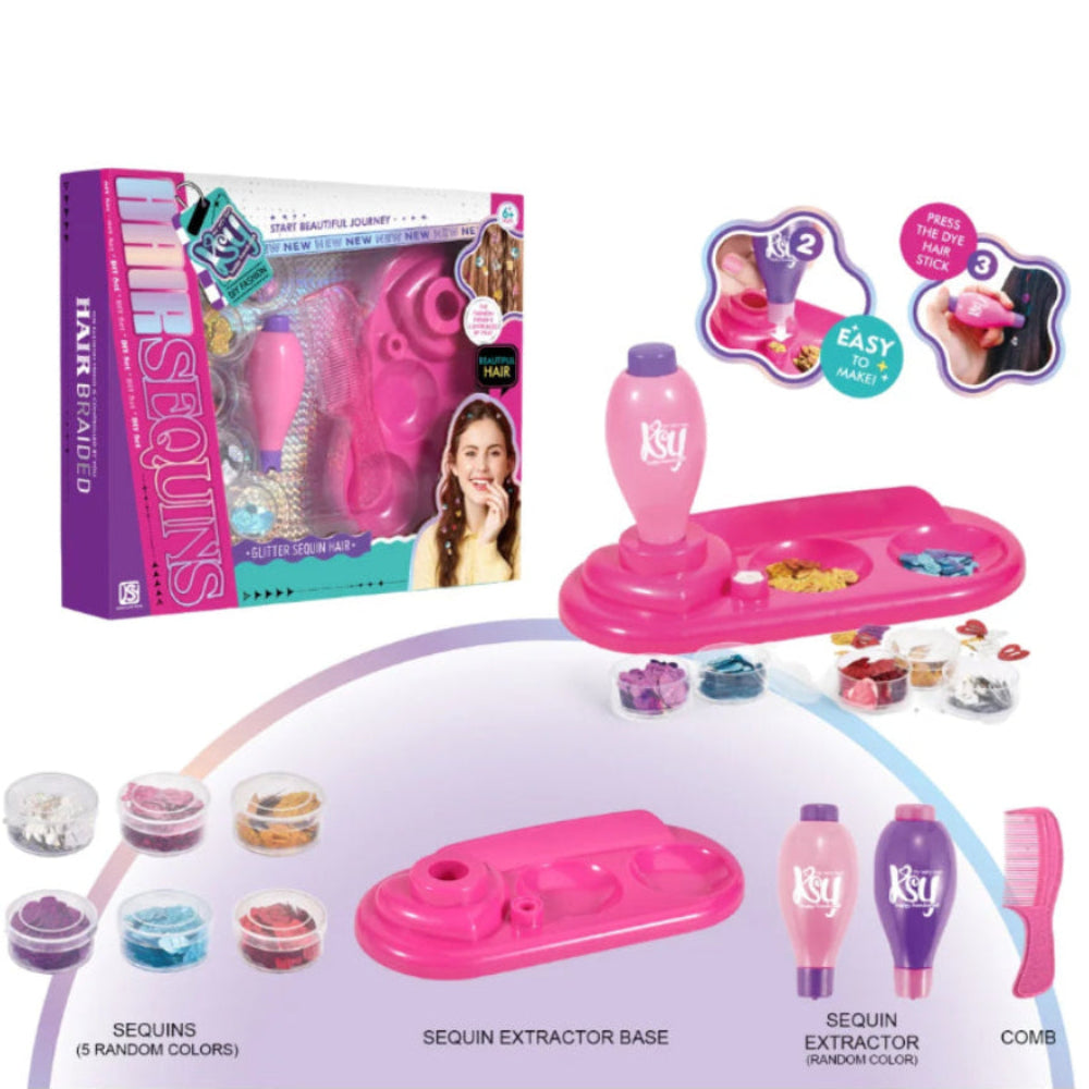 Ksy Glitter Sequin Hair DIY Braiding Kit - Toys