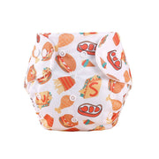 Unisex Baby Reusable Diaper – White with Junk Food Design
