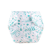 Unisex Baby Reusable Diaper – White with Green Zebra Design