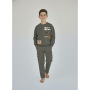 Boys Cotton Pajama Set – Dark Green with “Do It Your Way“ Print