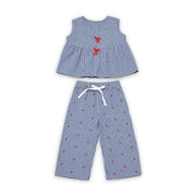 Baby Girls Cotton Sleeveless Outfit Set – Navy * White