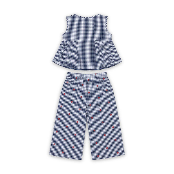 Baby Girls Cotton Sleeveless Outfit Set – Navy * White