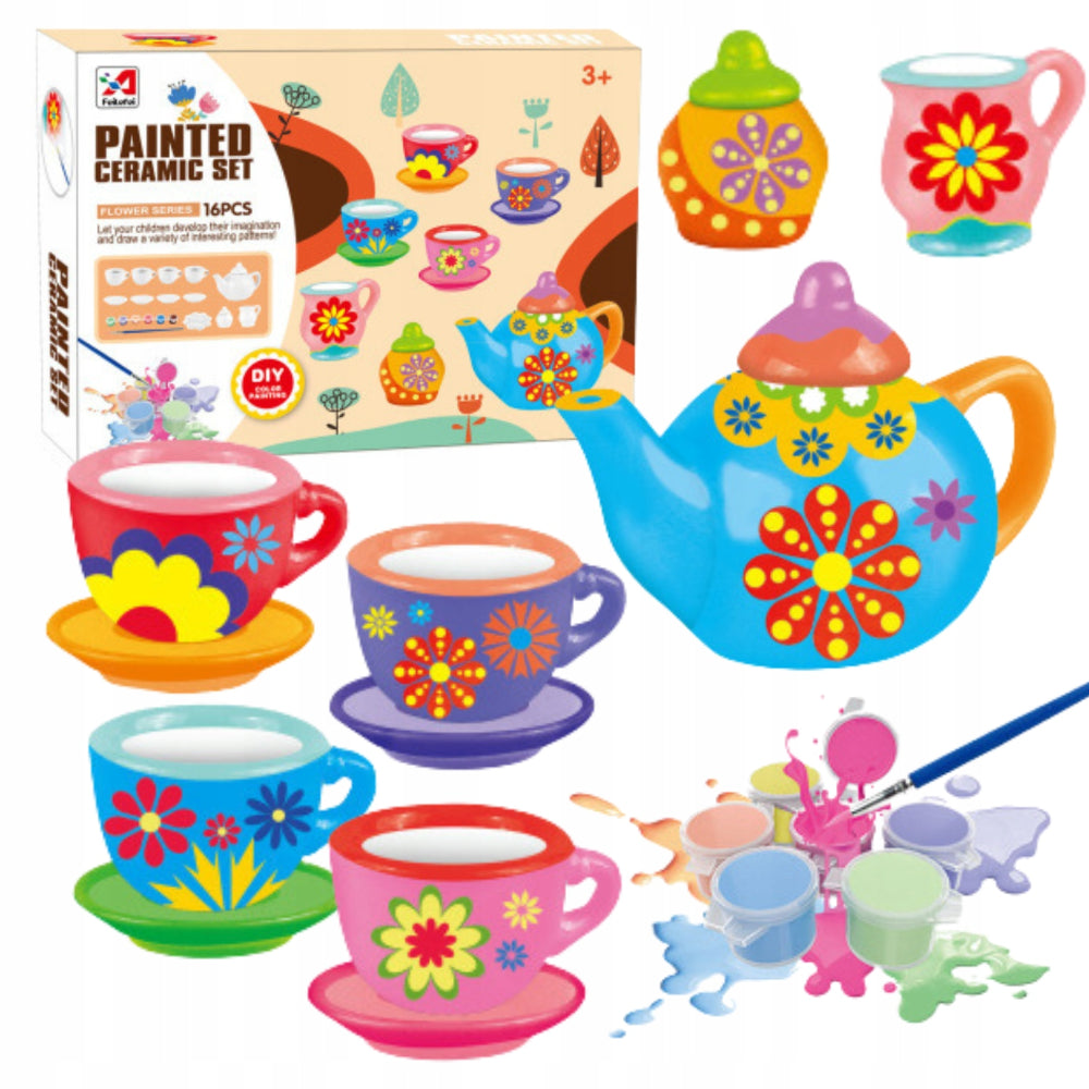 FeiLefei Paint Your Own Ceramic Tea Set - Toys