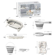4-in-1 Foldable Baby Bathtub Set – Grey