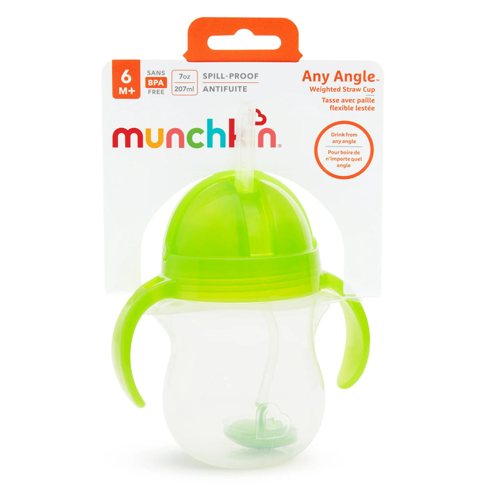 Munchkin Any Angle™ Click Lock Weighted Straw Trainer Cup  7 oz – Green