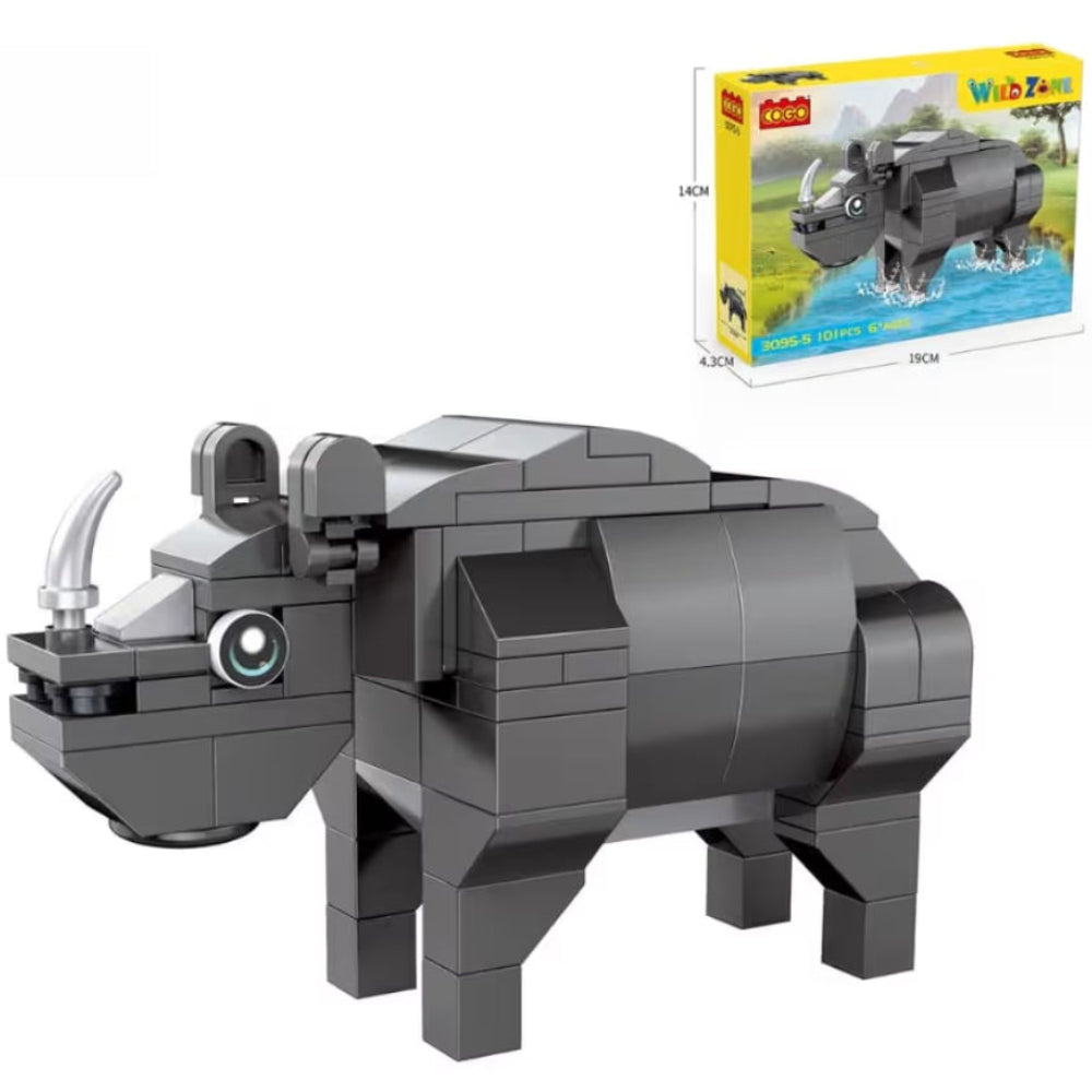 Cogo Wild Zone Rhinoceros Building Block Set – 101 Pcs