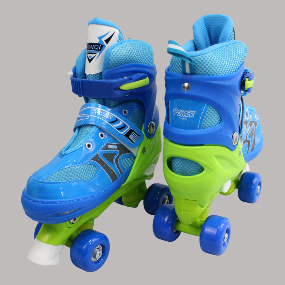 Adjustable Roller Skate Shoes 2-Rows 4-Wheels (Medium, Blue) - Ourkids - OKO